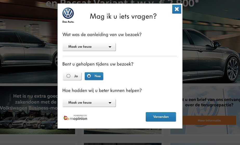 Volkswagen online survey - dMOTION | full stack development, Rotterdam